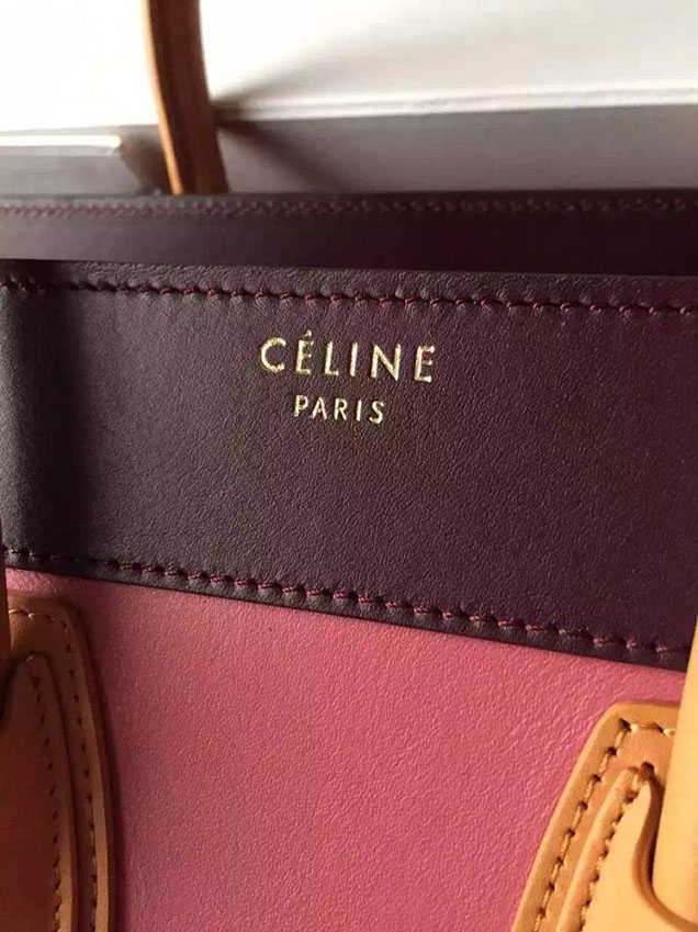 Celine Micro Luggage Bag Grained Calfskin Fall Winter 2015 Collection Multicolor Salmon Burgundy Orange Beige
