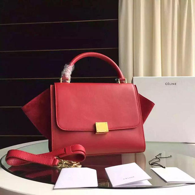 Celine Trapeze Bag Original Smooth Leather Spring Summer 2015 Collection Red Suede