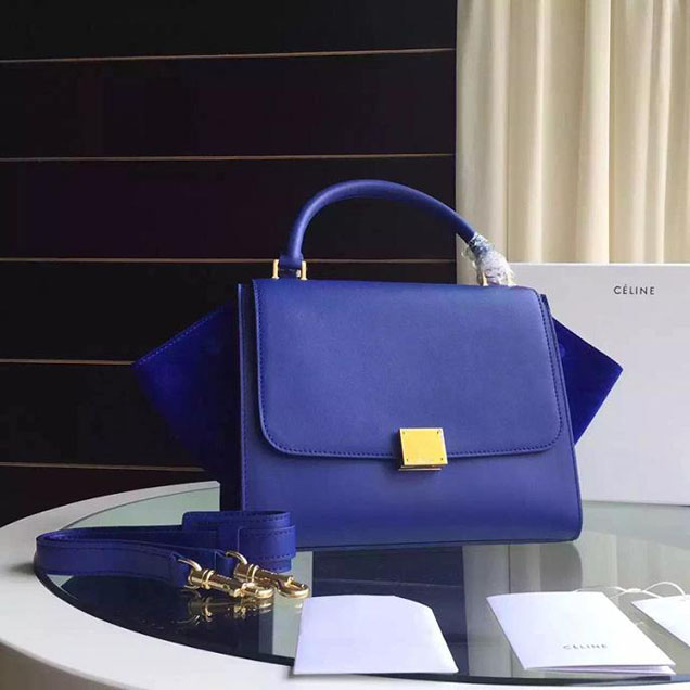 Celine Trapeze Bag Original Smooth Leather Spring Summer 2015 Collection Electric Blue Suede