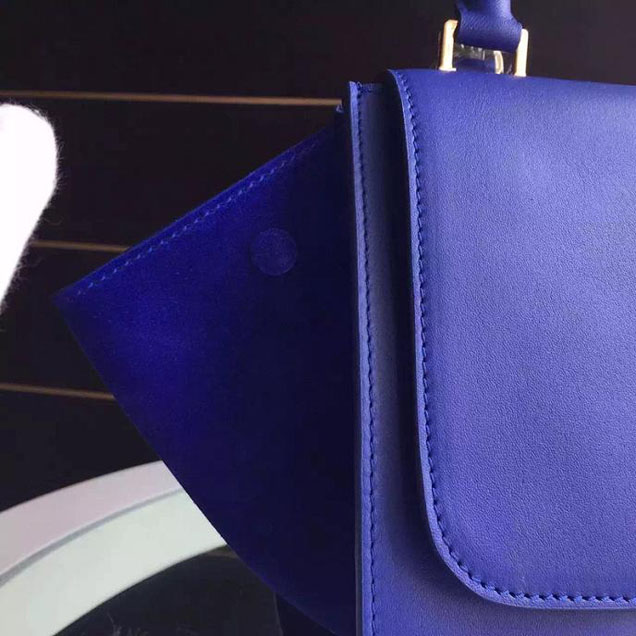 Celine Trapeze Bag Original Smooth Leather Spring Summer 2015 Collection Electric Blue Suede