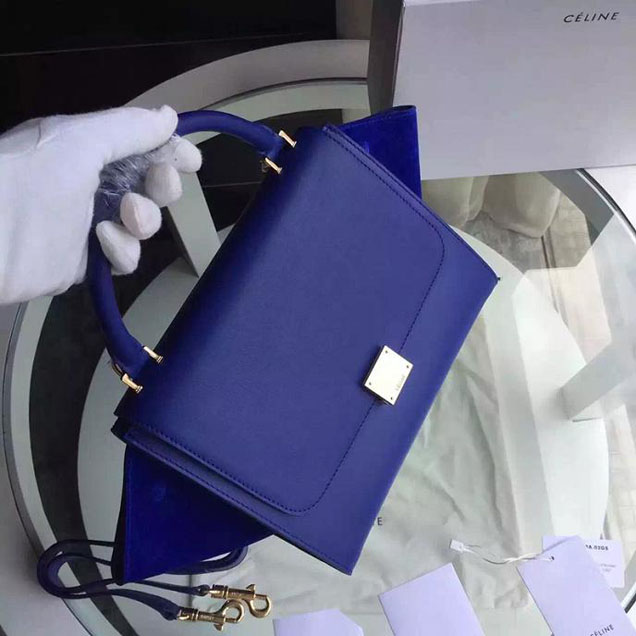 Celine Trapeze Bag Original Smooth Leather Spring Summer 2015 Collection Electric Blue Suede