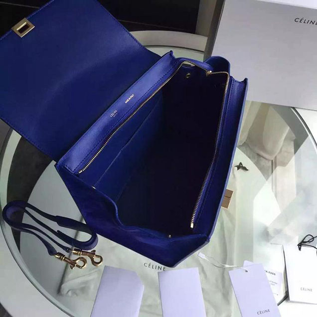 Celine Trapeze Bag Original Smooth Leather Spring Summer 2015 Collection Electric Blue Suede