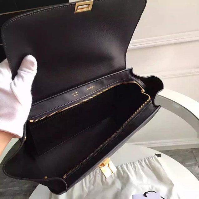 Celine Trapeze Bag Original Smooth Leather Spring Summer 2015 Collection Black Black Suede