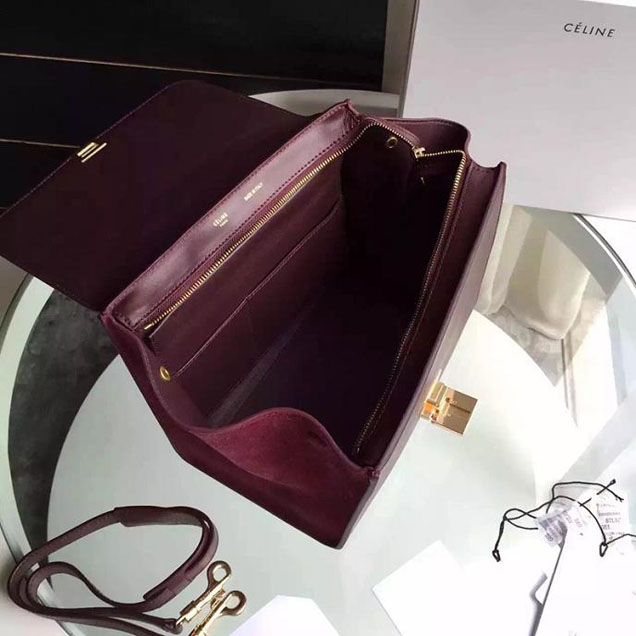 Celine Trapeze Bag Original Smooth Leather Spring Summer 2015 Collection Burgundy Red Suede
