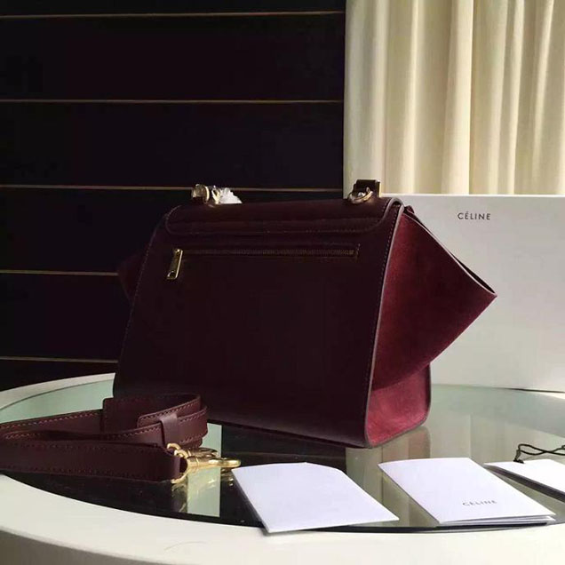 Celine Trapeze Bag Original Smooth Leather Spring Summer 2015 Collection Burgundy Red Suede