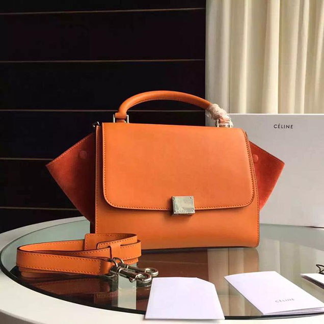 Celine Trapeze Bag Original Smooth Leather Spring Summer 2015 Collection Orange Suede