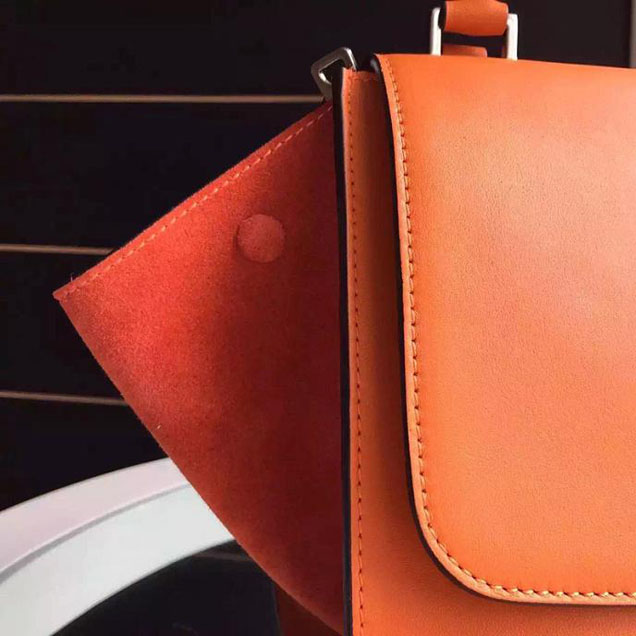 Celine Trapeze Bag Original Smooth Leather Spring Summer 2015 Collection Orange Suede
