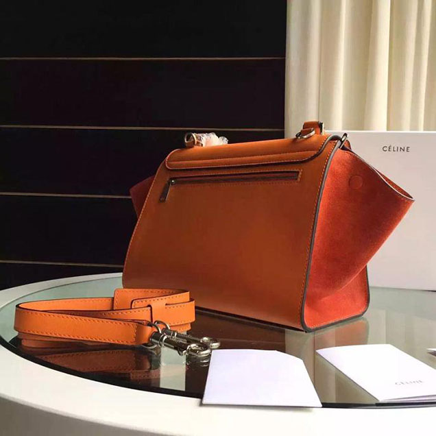 Celine Trapeze Bag Original Smooth Leather Spring Summer 2015 Collection Orange Suede