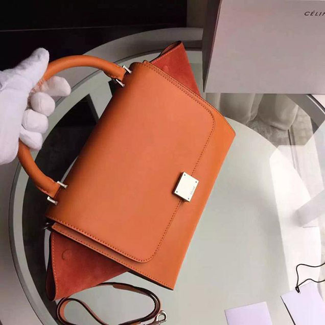 Celine Trapeze Bag Original Smooth Leather Spring Summer 2015 Collection Orange Suede