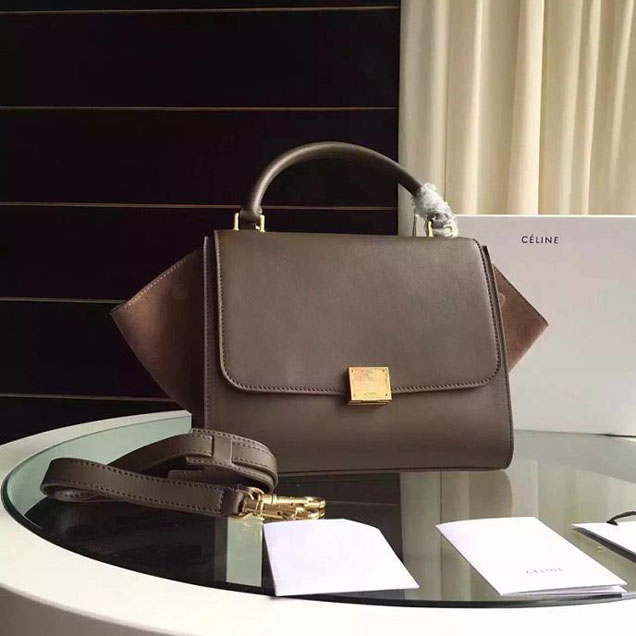 Celine Trapeze Bag Original Smooth Leather Spring Summer 2015 Collection Taupe Suede