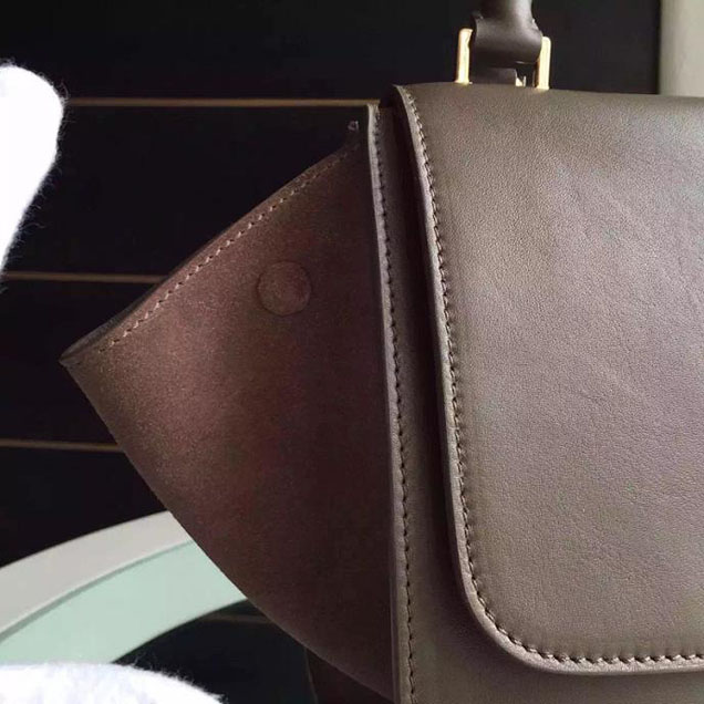 Celine Trapeze Bag Original Smooth Leather Spring Summer 2015 Collection Taupe Suede