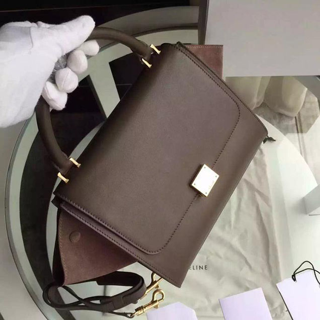 Celine Trapeze Bag Original Smooth Leather Spring Summer 2015 Collection Taupe Suede