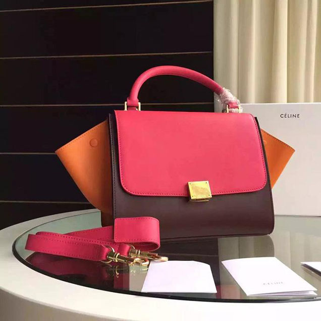 Celine Trapeze Bag Original Smooth Leather Spring Summer 2015 Collection Fuschia Brown Orange