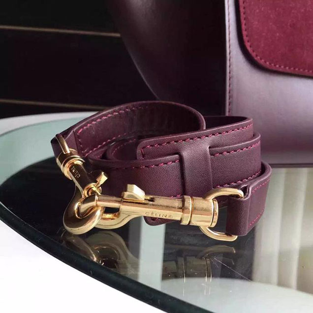 Celine Trapeze Bag Original Smooth Leather Spring Summer 2015 Collection Burgundy Suede Burgundy