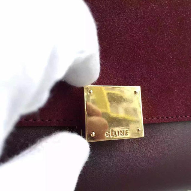 Celine Trapeze Bag Original Smooth Leather Spring Summer 2015 Collection Burgundy Suede Burgundy