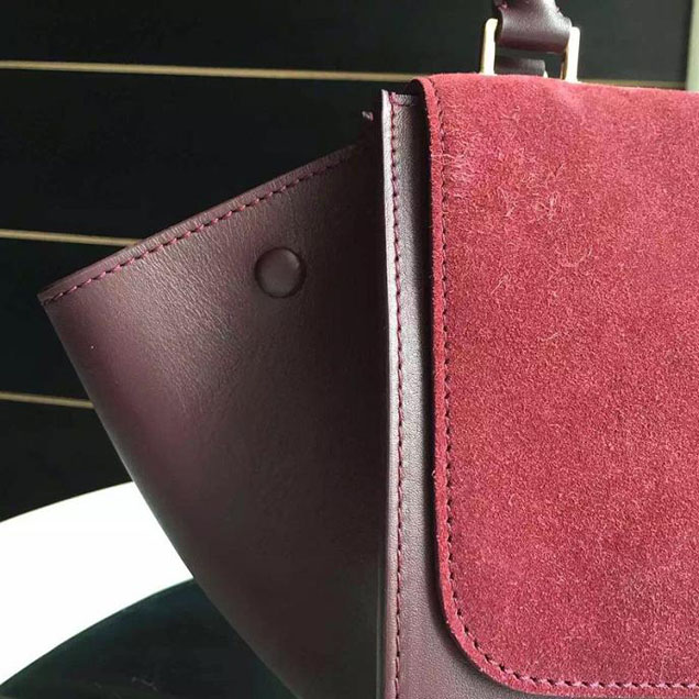 Celine Trapeze Bag Original Smooth Leather Spring Summer 2015 Collection Burgundy Suede Burgundy