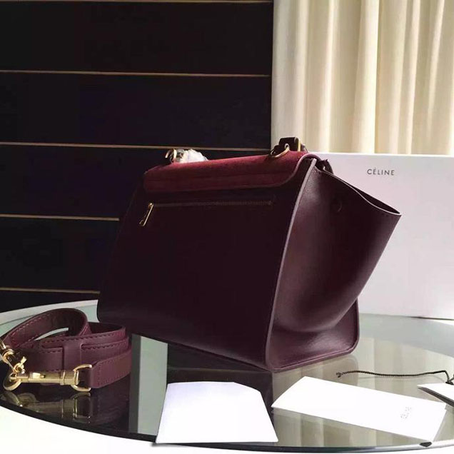 Celine Trapeze Bag Original Smooth Leather Spring Summer 2015 Collection Burgundy Suede Burgundy