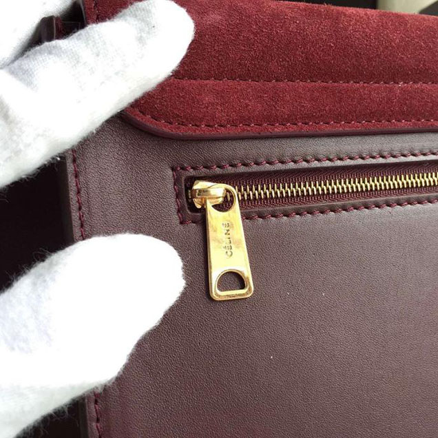 Celine Trapeze Bag Original Smooth Leather Spring Summer 2015 Collection Burgundy Suede Burgundy