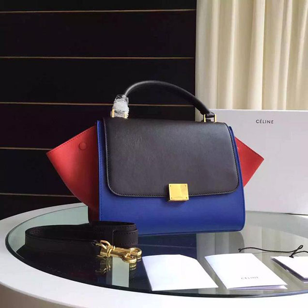 Celine Trapeze Bag Original Smooth Leather Spring Summer 2015 Collection Black Electric Blue Red