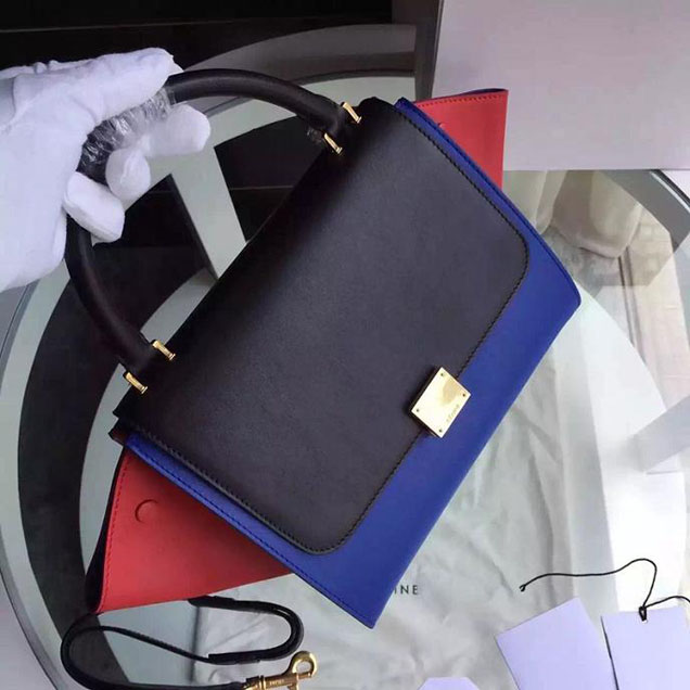 Celine Trapeze Bag Original Smooth Leather Spring Summer 2015 Collection Black Electric Blue Red