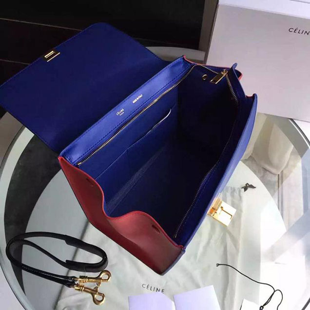 Celine Trapeze Bag Original Smooth Leather Spring Summer 2015 Collection Black Electric Blue Red