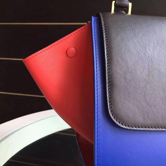 Celine Trapeze Bag Original Smooth Leather Spring Summer 2015 Collection Black Electric Blue Red