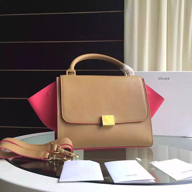 Celine Trapeze Bag Original Smooth Leather Spring Summer 2015 Collection Beige Fuschia Pink Suede