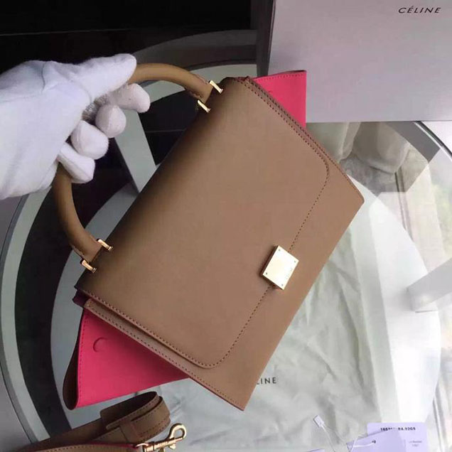 Celine Trapeze Bag Original Smooth Leather Spring Summer 2015 Collection Beige Fuschia Pink Suede