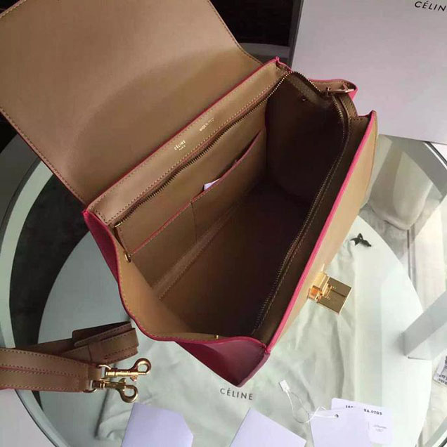 Celine Trapeze Bag Original Smooth Leather Spring Summer 2015 Collection Beige Fuschia Pink Suede