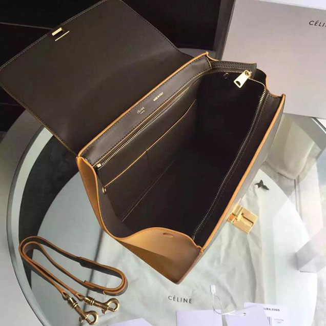 Celine Trapeze Bag Original Smooth Leather Spring Summer 2015 Collection Grey Yellow Suede