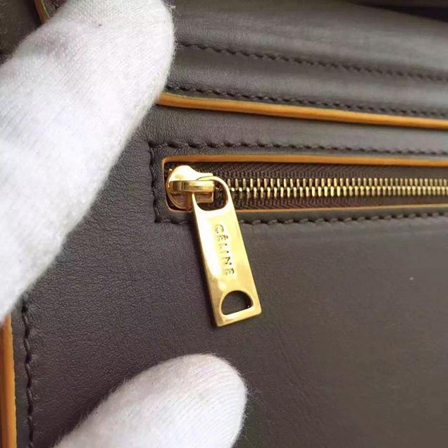 Celine Trapeze Bag Original Smooth Leather Spring Summer 2015 Collection Grey Yellow Suede