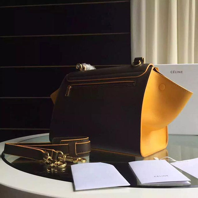 Celine Trapeze Bag Original Smooth Leather Spring Summer 2015 Collection Grey Yellow Suede