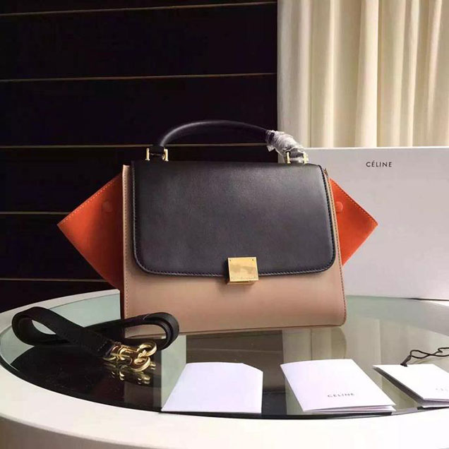 Celine Trapeze Bag Original Smooth Leather Spring Summer 2015 Collection Black Beige Orange