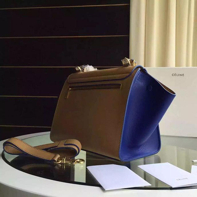 Celine Trapeze Bag Original Smooth Leather Spring Summer 2015 Collection Beige Electric Blue Suede