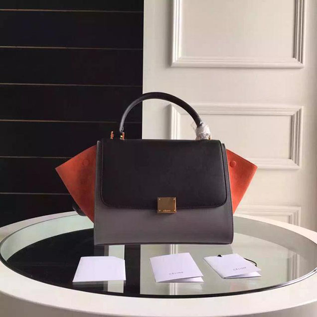 Celine Trapeze Bag Original Smooth Leather Spring Summer 2015 Collection Orange Black Grey