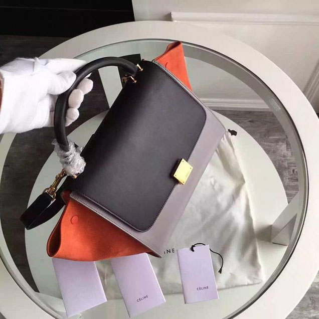 Celine Trapeze Bag Original Smooth Leather Spring Summer 2015 Collection Orange Black Grey