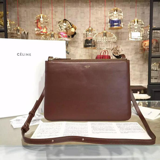 Celine Trio Crossbody Bag Small Grained Leather Pre-Fall Winter 2015 Collection Brown