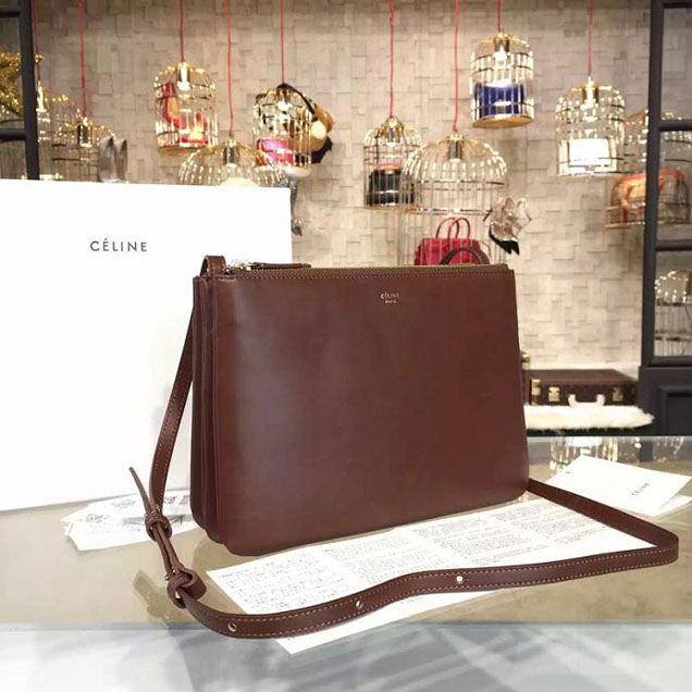 Celine Trio Crossbody Bag Small Grained Leather Pre-Fall Winter 2015 Collection Brown
