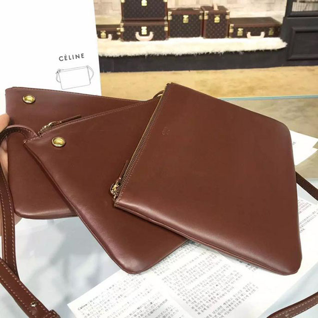 Celine Trio Crossbody Bag Small Grained Leather Pre-Fall Winter 2015 Collection Brown