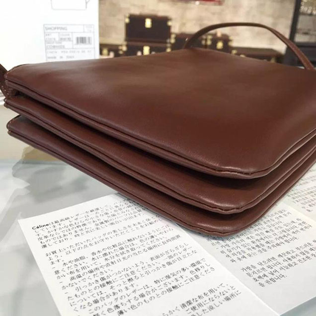 Celine Trio Crossbody Bag Small Grained Leather Pre-Fall Winter 2015 Collection Brown