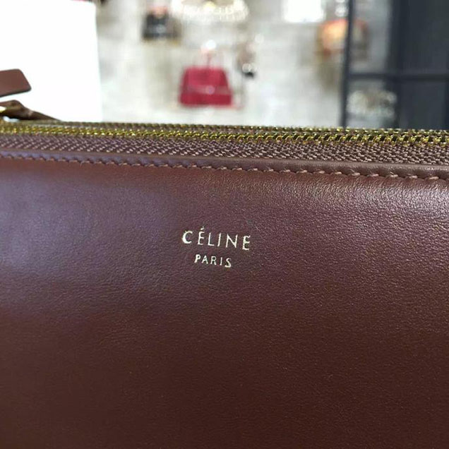Celine Trio Crossbody Bag Small Grained Leather Pre-Fall Winter 2015 Collection Brown