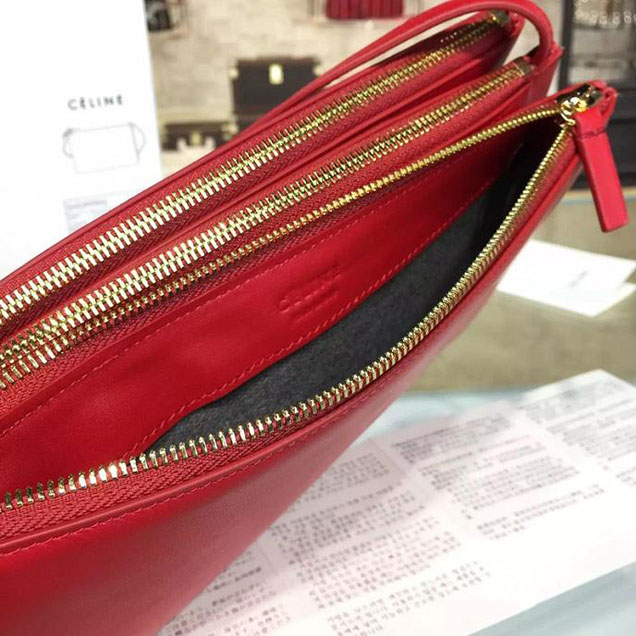Celine Trio Crossbody Bag Small Grained Leather Pre-Fall Winter 2015 Collection Red