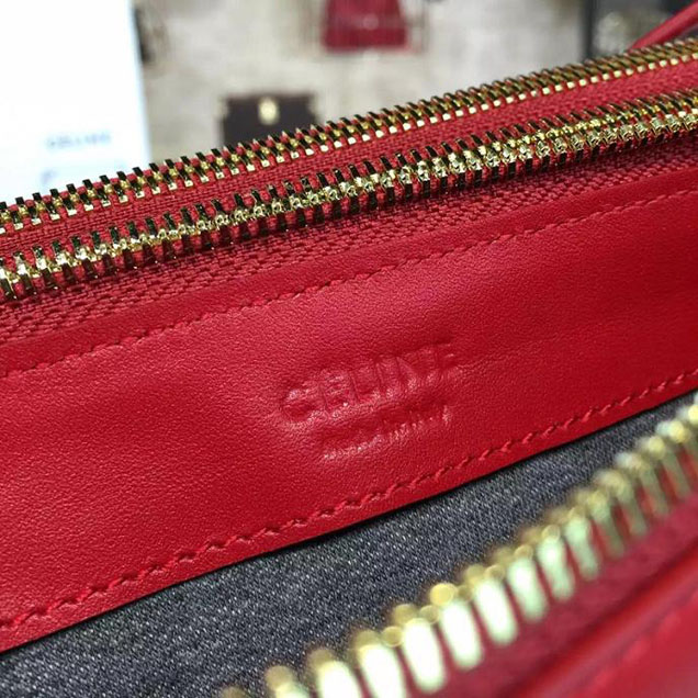 Celine Trio Crossbody Bag Small Grained Leather Pre-Fall Winter 2015 Collection Red