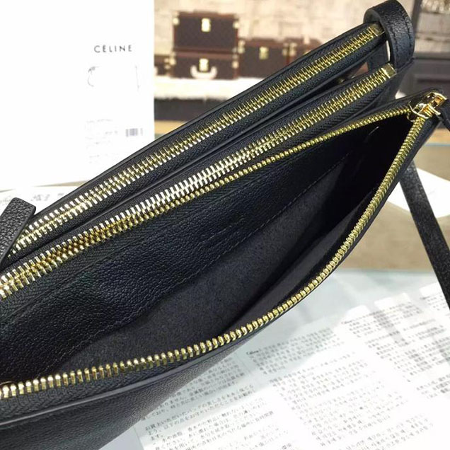 Celine Trio Crossbody Bag Small Grained Leather Pre-Fall Winter 2015 Collection Black