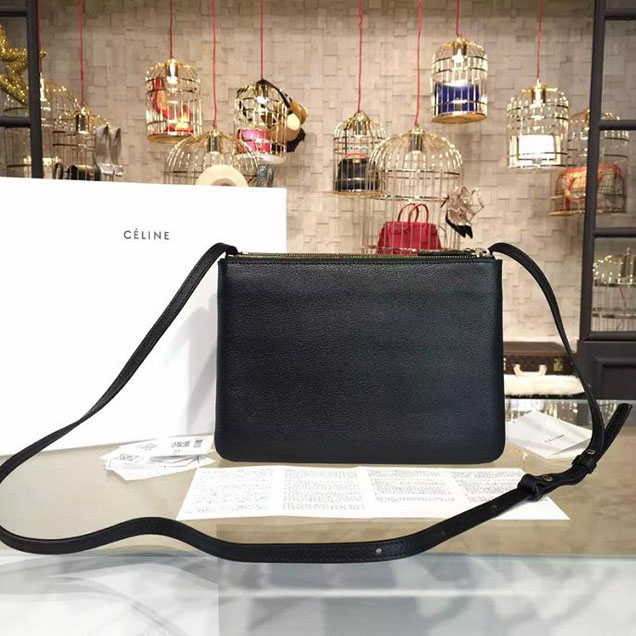Celine Trio Crossbody Bag Small Grained Leather Pre-Fall Winter 2015 Collection Black