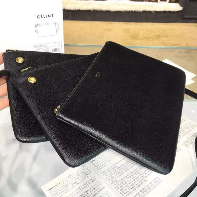 Celine Trio Crossbody Bag Small Grained Leather Pre-Fall Winter 2015 Collection Black