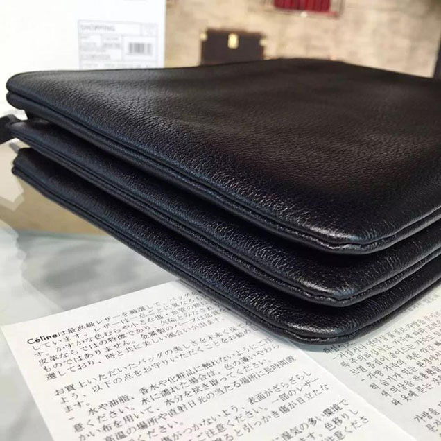 Celine Trio Crossbody Bag Small Grained Leather Pre-Fall Winter 2015 Collection Black