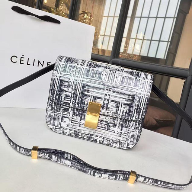 Celine Watersnake Medium Classic Box Bag Pre-Fall Winter 2016 Collection Black White