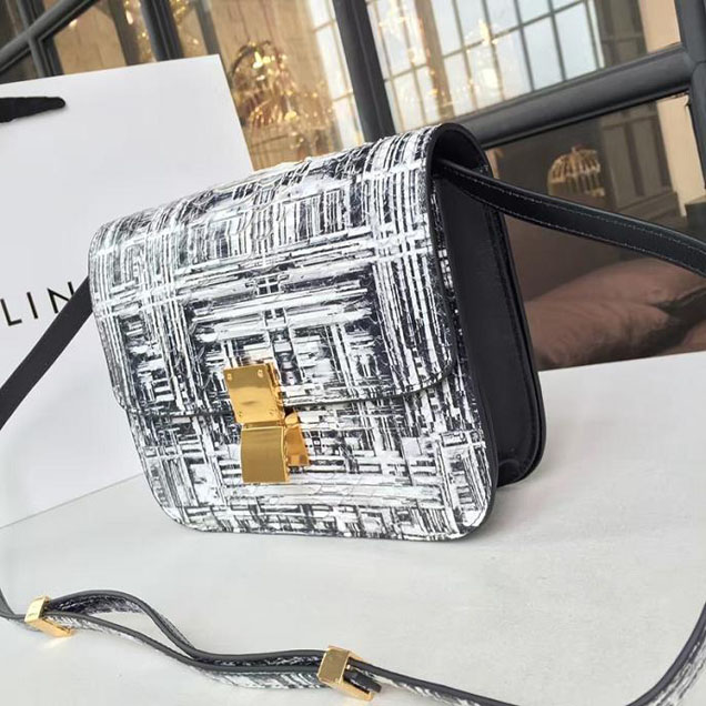 Celine Watersnake Medium Classic Box Bag Pre-Fall Winter 2016 Collection Black White