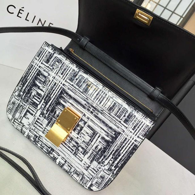 Celine Watersnake Medium Classic Box Bag Pre-Fall Winter 2016 Collection Black White